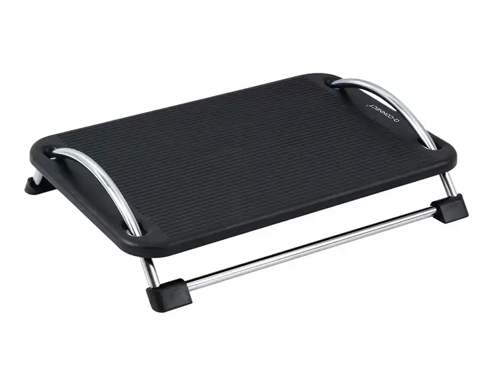 Q-connect Reposapies Antideslizante Plástico con Barras de Acero, 434x330x105 mm