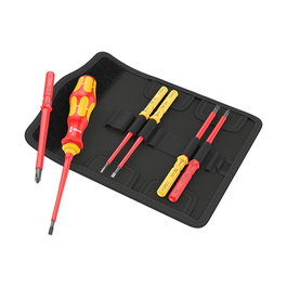 Wera Universal 1 - Juego de Destornilladores Aislados VDE 1000V 7 Piezas, Incluye PH1 PH2 y Puntas Planas con Sistema Antirodamiento Kraftform y Bolso