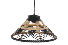 DKD Home Decor Lámpara Techo Colonial Johari Bicolor Ratán 41 x 21 x 41 cm (2 Unidades)