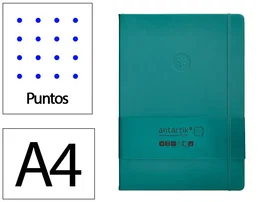 Antartik Cuaderno A4 Tapa Dura Hojas Puntos Verde Aguamarina 100 Hojas 80 Gr