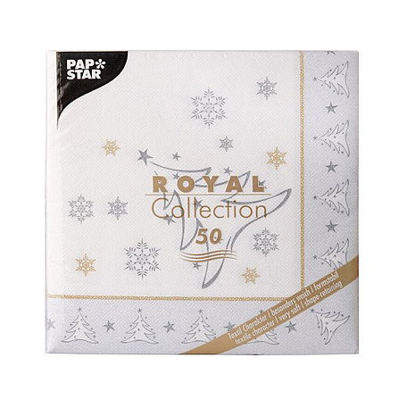 PAPSTAR Servilletas X-Mas Elegance Weihnachtsbaum, Plata, 50 piezas