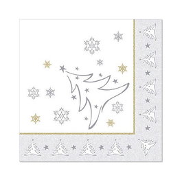 PAPSTAR Servilletas X-Mas Elegance Árbol de Navidad, Plata, 50 unidades
