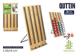 Quttin Soporte para 40 Cápsulas de Café, Bambú, 18 x 4,5 x 35,5 cm (6 Unidades)