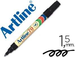 Artline Rotulador Permanente EK-70 Negro Punta Redonda 1.5 mm para Papel, Metal y Cristal