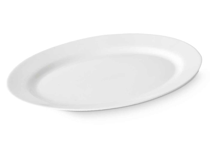 Vivalto Bandeja Opal Ovalada 30 cm Vidrio Blanco Ancho 30 cm Largo 22.5 cm Alto 2.5 cm (Set de 24)