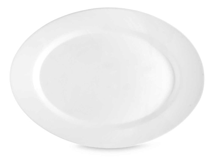 Vivalto Bandeja Opal Ovalada 30 cm Vidrio Blanco Ancho 30 cm Largo 22.5 cm Alto 2.5 cm (Set de 24)