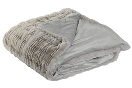 DKD Home Decor Manta "Rabit fur april 24 d" Gris Claro 240 x 220 x 1 cm Poliester