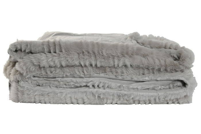DKD Home Decor Manta "Rabit fur april 24 d" Gris Claro 240 x 220 x 1 cm Poliester