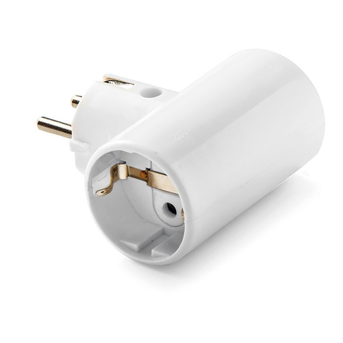 Famatel Adaptador doble 2p+t 16A 250V espigas 4,8 mm blanco retractilado Famatel Adaptador doble 2p+t 16A 250V espigas 4,8 mm blanco retractilado