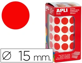 Apli Gomets Redondos 15 mm Rollo Rojo -Rollo 2832 Unidades-