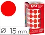 Apli Gomets Redondos 15 mm Rollo Rojo -Rollo 2832 Unidades-
