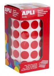 Apli Gomets Redondos 15 mm Rollo Rojo -Rollo 2832 Unidades-