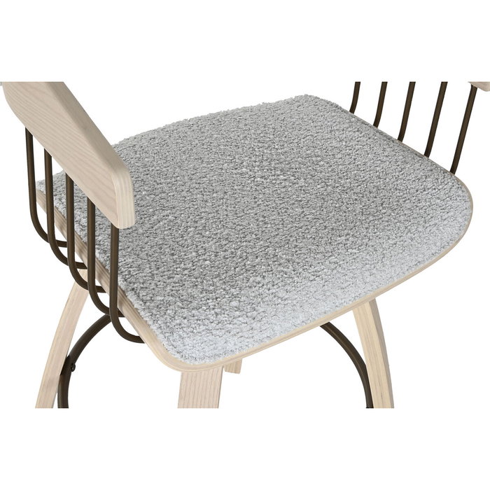 DKD Home Decor Silla de Madera y Poliéster Gris