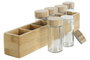 DKD Home Decor Set de Especieros de 7 Piezas de Bambú y Cristal Natural