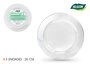 Algon Set de 3 Platos Transparentes de Plástico (PS) de 26 cm (24 Unidades)