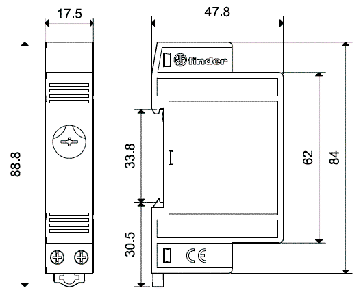 Finder Termostato 7T.81.0.000.2403 para Armario de Control 17,5mm