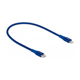DeLOCK Cable de datos y carga USB Type-C a Lightning, 0,5 m, Azul, MFi