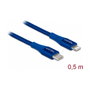 DeLOCK Cable de datos y carga USB Type-C a Lightning, 0,5 m, Azul, MFi