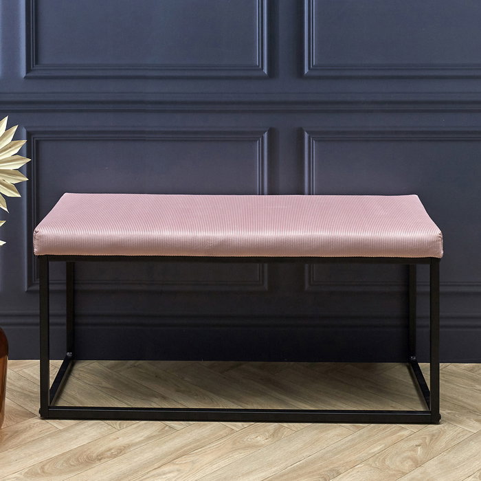 Home Deco Factory Giulia Banco 100x39 Rosa Altura 49 con tapizado de terciopelo para salón