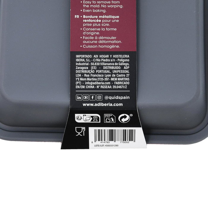 Molde Cuadrado Silicona Reforzado Scarlet Quid 22,8x24,1x4,6 cm