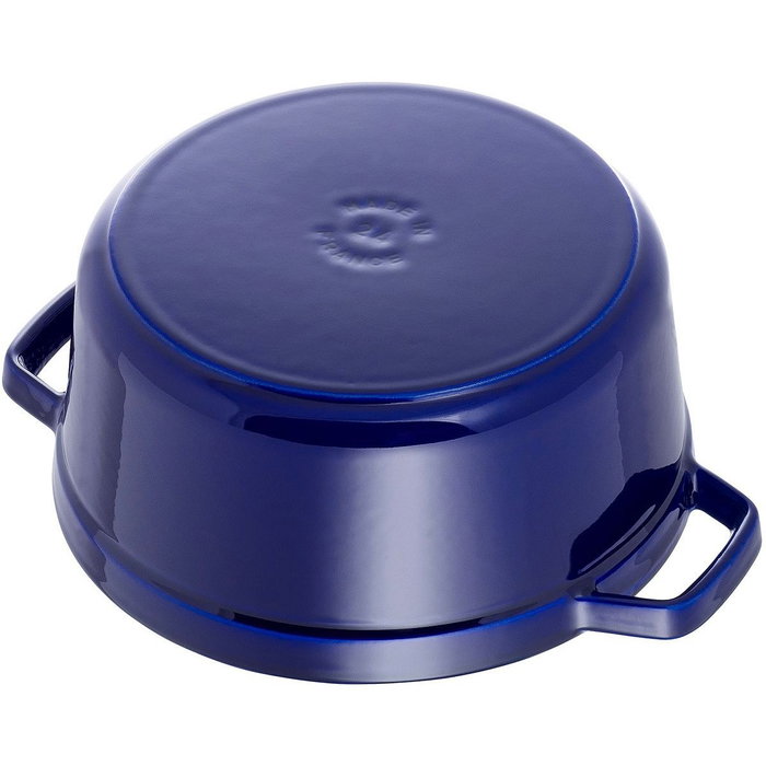 Staub La Cocotte redonda de hierro fundido esmaltado, 24 cm, 3.8 L, azul oscuro (40510-283-0)