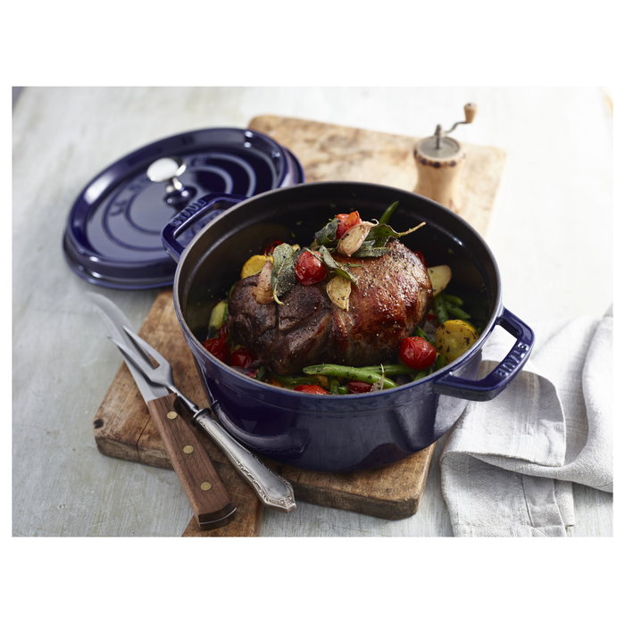 Staub Cocotte Redonda de Hierro Fundido de 24 cm, Azul Oscuro