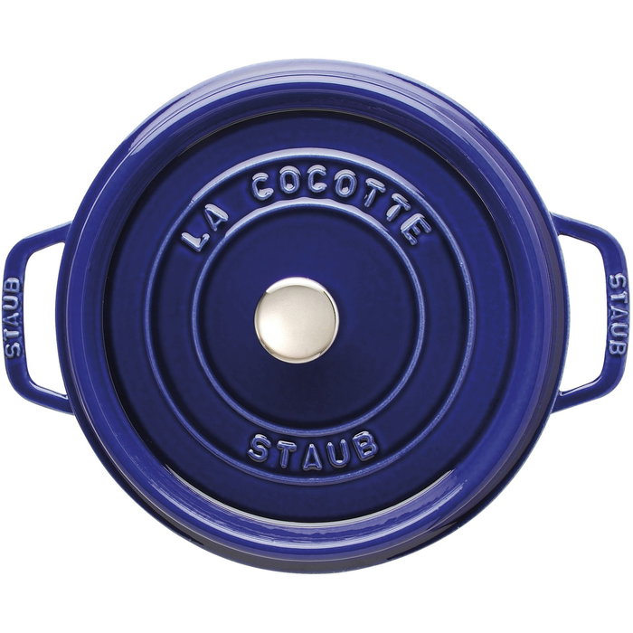 Staub La Cocotte redonda de hierro fundido esmaltado, 24 cm, 3.8 L, azul oscuro (40510-283-0)
