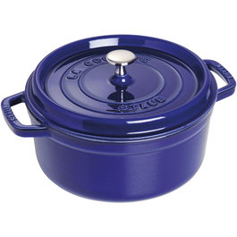 Staub La Cocotte redonda de hierro fundido esmaltado, 24 cm, 3.8 L, azul oscuro (40510-283-0)