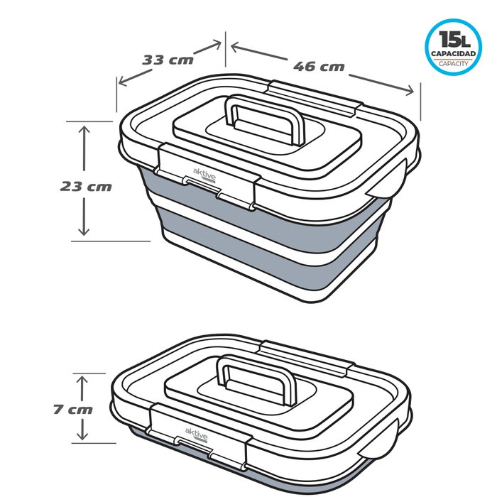 AKTIVE Cubo Plegable con Tapa 15 AKTIVE Cubo Plegable con Tapa 15