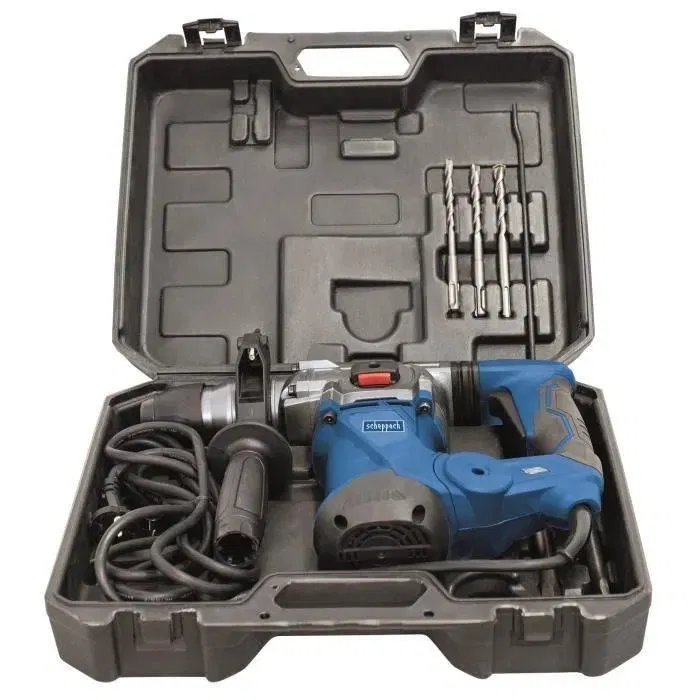 Scheppach DH1300Plus Perforadora de 4 Funciones, 1250 W, 5 J, SDS-Plus, Sistema Antivibración