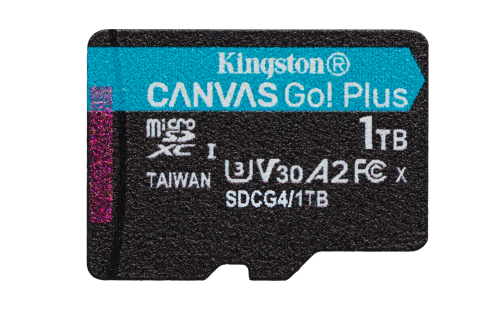 Kingston Canvas Go! Plus microSDXC 1 TB + Adaptador SD, 200 MB/s Lectura, 160 MB/s Escritura, A2, U3, V30