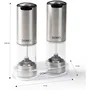 DOMO AAAXK83953 Molinillo Eléctrico de Pimienta y Sal Recargable por USB, Juego de 2 Piezas, 96 ml, Transparente y Plateado
