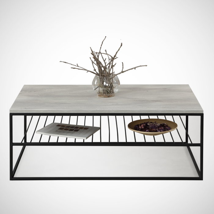 Hanah Home Mesa de Centro Etna Roble Marino, Tablero Melamina, Patas Metal, 95x55x43cm Hanah Home Mesa de Centro Etna Roble Marino, Tablero Melamina, Patas Metal, 95x55x43cm