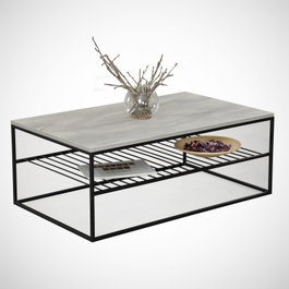 Hanah Home Mesa de Centro Etna Roble Marino, Tablero Melamina, Patas Metal, 95x55x43cm