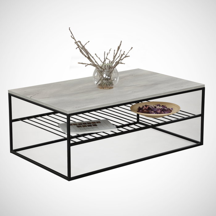 Hanah Home Mesa de Centro Etna Roble Marino, Tablero Melamina, Patas Metal, 95x55x43cm Hanah Home Mesa de Centro Etna Roble Marino, Tablero Melamina, Patas Metal, 95x55x43cm