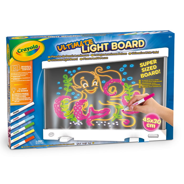 Crayola Pizarra Led 74-7504 De Luxe con Luces LED Reutilizable para Dibujar y Colorear, Ideal para Niños +6 Años