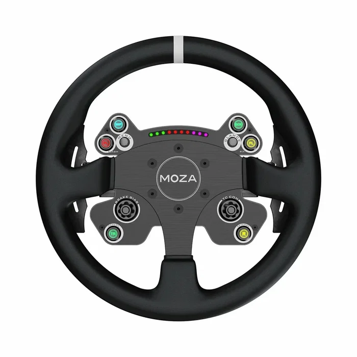 Moza Racing CS V2P - Volante para PC con Conexión USB Alámbrico, Negro, Palancas Magnéticas y Rueda de Aluminio