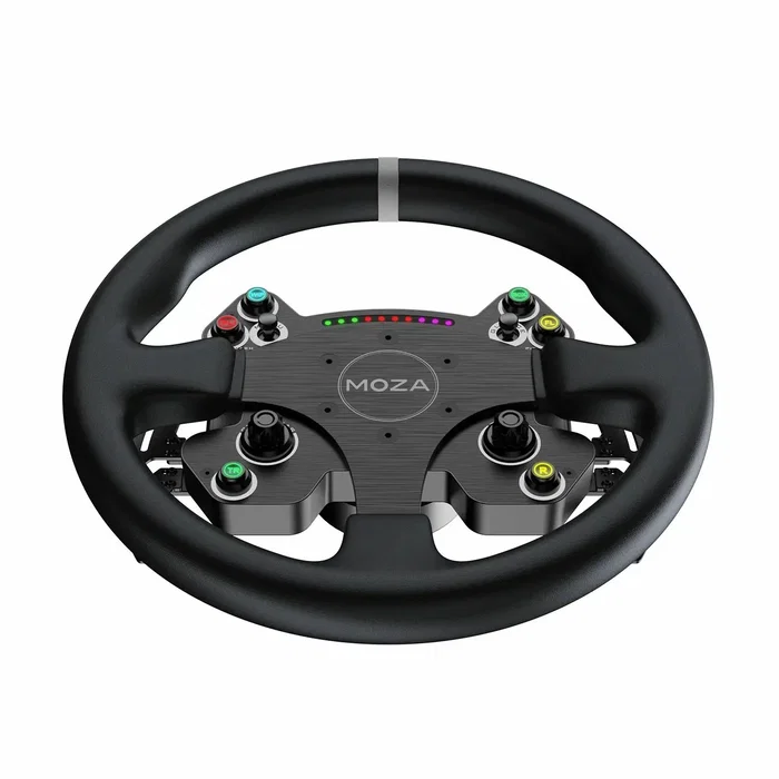Moza Racing CS V2P - Volante para PC con Conexión USB Alámbrico, Negro, Palancas Magnéticas y Rueda de Aluminio