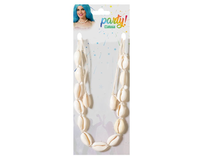 Atosa Collar de Conchas Naturales Auténticas en Cordón Trenzado Negro