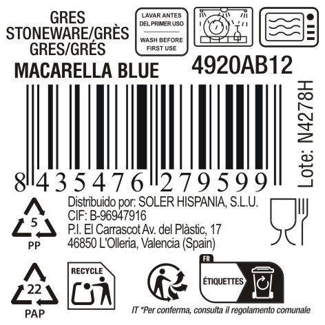 La Mediterranea Bol Macarella Blue 650ml ø14x8cm