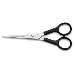 Tres Claveles Tijera Peluquería Scuola 5.5" Negra Filo Microdentado Acero Inoxidable Mango Nylon