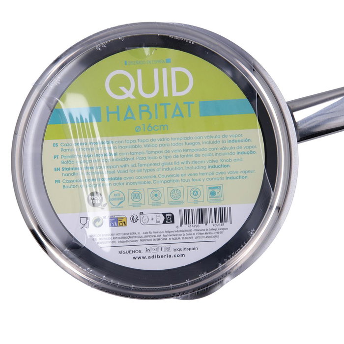 Quid Cazo con Tapa Habitat QD de Acero Inoxidable 16cm
