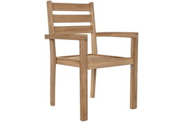 DKD Home Decor Silla Terraza y Jardín, Apilable, Teca, Marrón, 52 x 90 x 61 cm
