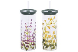 DKD Home Decor Vasos de Borosilicato Flores Surtido de 2 Unidades