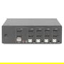 Digitus KVM Switch Conmutador 4 Puertos Dual Display 4K, Distribuidor de Señal para 2 Ordenadores