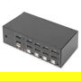 Digitus KVM Switch Conmutador 4 Puertos Dual Display 4K, Distribuidor de Señal para 2 Ordenadores