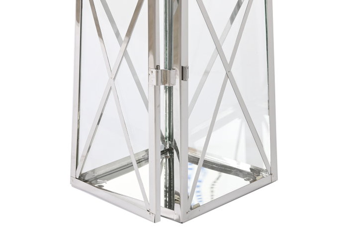 DKD Home Decor Farola Plateado Acero y Cristal 20 x 48 x 20 cm Set de 3