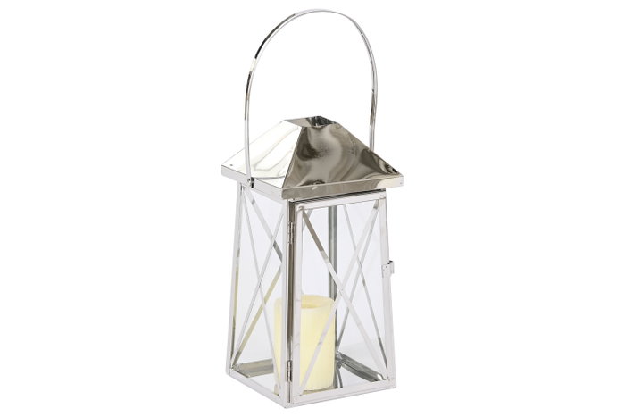 DKD Home Decor Farola Plateado Acero y Cristal 20 x 48 x 20 cm Set de 3