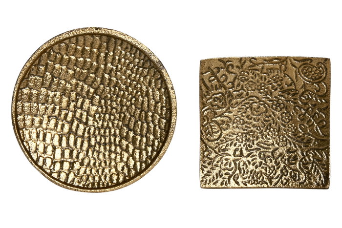 DKD Home Decor Bandeja Vaciaposillos de Aluminio Dorado Surtido de 2 DKD Home Decor Bandeja Vaciaposillos de Aluminio Dorado Surtido de 2