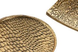 DKD Home Decor Bandeja Vaciaposillos de Aluminio Dorado Surtido de 2